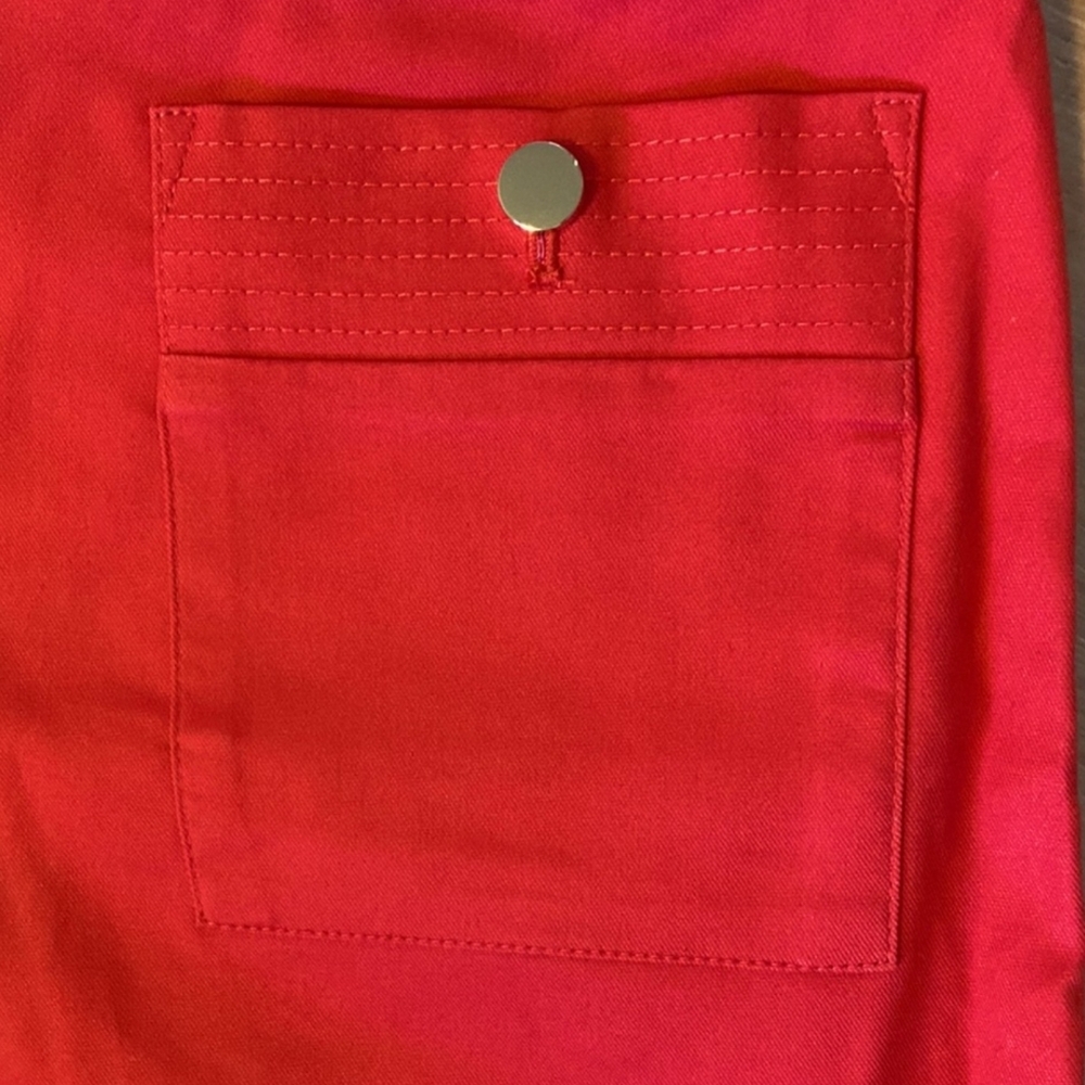 Loft Red Shorts With Gold Tone Button Detail Size 10 - Picture 3 of 9